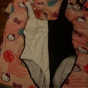 Black and white bathing suit